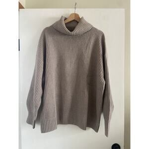 Gap Woman XL Beige Knit Cozy Sweater NWT Turtle Neck Bishop Sleeves Chunky Knit